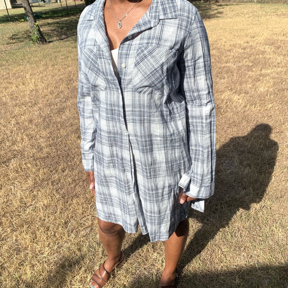 Women’s Blue Old Navy Long-Sleeve Shirt Dress